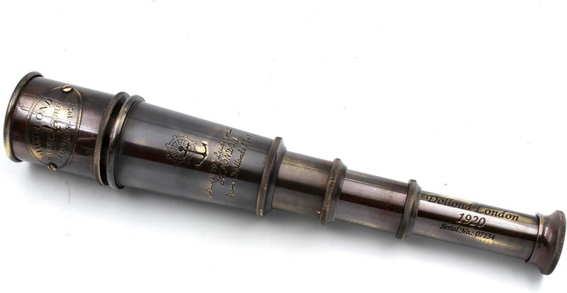OCEAN REPLICAS 1920 Brass Maritime Vintage Telescope – Handheld Pirate Spyglass with Authentic Pure Leather Case – Nautical Monocular for Collectors, Hiking, Gift Décor – 15” Expandable - Image 5